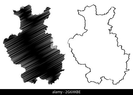 Région de Detmold (République fédérale d'Allemagne, État de Rhénanie-du-Nord-Westphalie, NRW, Landschaftsverband Westfalen-Lippe) illustration vectorielle, scribb Illustration de Vecteur