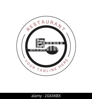 Nouveau logo et symboles de la nourriture et des repas du restaurant. Illustration de Vecteur