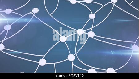 Image d'un réseau lumineux de points et de lignes blanches Banque D'Images