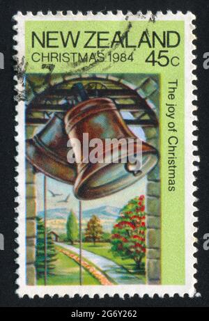 NOUVELLE-ZÉLANDE - VERS 1984: Timbre imprimé par la Nouvelle-Zélande, montre la cloche, vers 1984 Banque D'Images