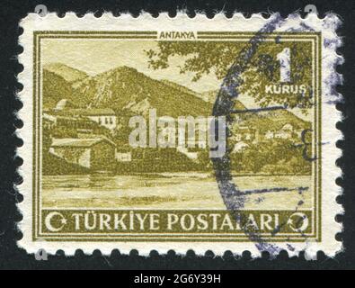 TURQUIE - VERS 1943: Timbre imprimé par la Turquie, montre Antioch, vers 1943 Banque D'Images