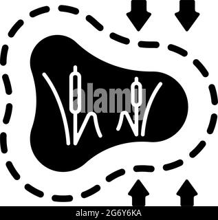 Disparition des zones humides icône de glyphe noir Illustration de Vecteur