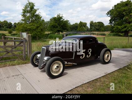 A 1934, Ford, coupé trois glaces Hot Rod, en démonstration au London Classic car Show 2021 Banque D'Images