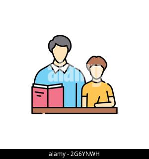 Formation individuelle avec icône en forme de ligne. Apprentissage des enfants. Pictogramme pour page Web, application mobile, Promo. Élément de conception UI UX GUI. Contour modifiable Illustration de Vecteur