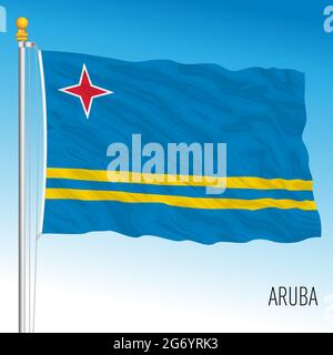 Drapeau national officiel d'Aruba, antilles néerlandaises, illustration vectorielle Illustration de Vecteur