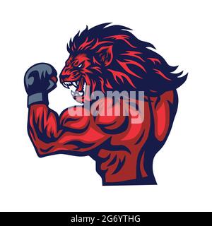 Lion Fighter Mascot Vector Illustration de Vecteur