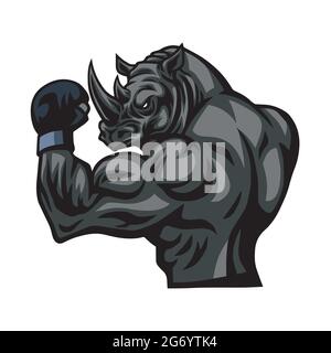 Rhino Mascot logo Vector Illustration de Vecteur