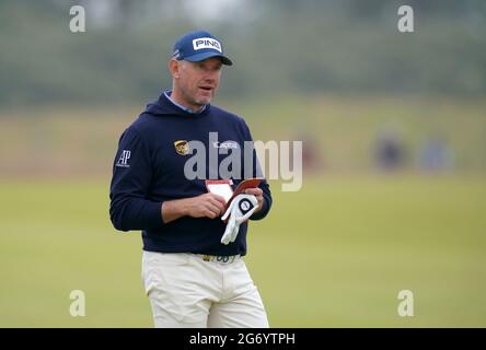 Lee Westwood le 18 le 11 jour de Wimbledon au All England Lawn tennis and Croquet Club, Wimbledon. Date de la photo : vendredi 9 juillet 2021. Banque D'Images