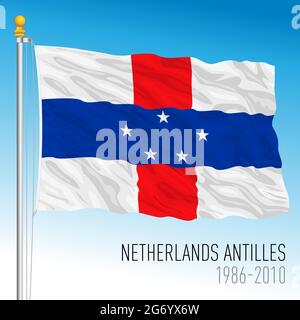 Drapeau national et historique officiel des Antilles néerlandaises, 1986 - 2010, illustration vectorielle Illustration de Vecteur