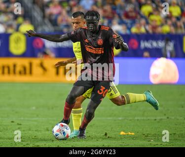 Nashville, Tennessee, États-Unis. 08 juillet 2021. L'avant d'Atlanta, Machop Chol (30), en action pendant le match MLS entre Atlanta United et Nashville SC au Nissan Stadium de Nashville, TN. Kevin Langley/CSM/Alamy Live News Banque D'Images