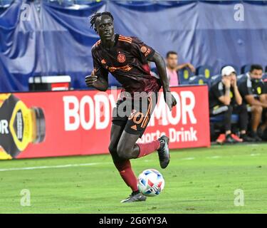 Nashville, Tennessee, États-Unis. 08 juillet 2021. L'avant d'Atlanta, Machop Chol (30), en action pendant le match MLS entre Atlanta United et Nashville SC au Nissan Stadium de Nashville, TN. Kevin Langley/CSM/Alamy Live News Banque D'Images