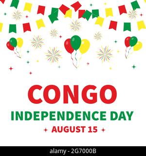 Congo Independence Day lettrage poster typographique. Fête nationale le 15 août. Modèle vectoriel facile à modifier pour bannière, prospectus, autocollants, Illustration de Vecteur