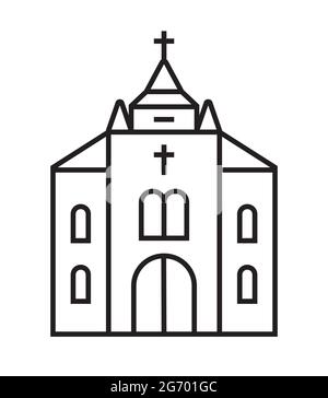 Vecteur d'icône d'église catholique en style ligne. Le signe de l'église gothique. Le christianisme est une illustration simple. L'organisation chrétienne est un symbole. Illustration de Vecteur