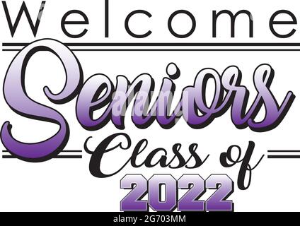 Bienvenue Seniors classe de 2022 bannière violet Illustration de Vecteur