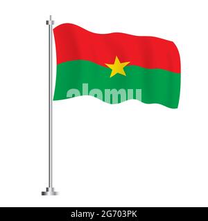 Burkina Faso drapeau. Drapeau vague isolé du Burkina Faso. Illustration vectorielle. Jour de l'indépendance. Illustration de Vecteur