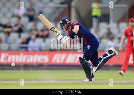 Manchester, Royaume-Uni. 09e juillet 2021. Rob Keogh Batting pour Northampton Steelbacks à Manchester, Royaume-Uni, le 7/9/2021. (Photo de Conor Molloy/News Images/Sipa USA) crédit: SIPA USA/Alay Live News Banque D'Images