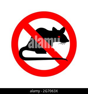 Arrêter de rat. Ban grosse souris. Vector Illustration signe prohibitif des rongeurs Illustration de Vecteur