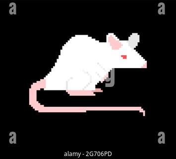 Pixel blanc de souris de laboratoire art. 8 bit recherche en laboratoire Illustration de Vecteur