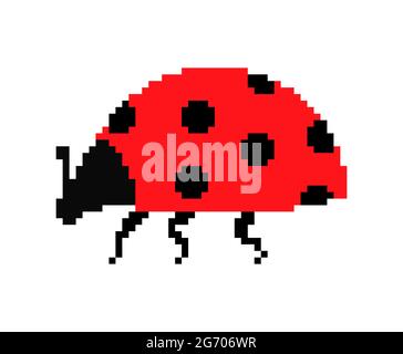 Ladybug pixel art. 8 bit Rouge petit bug. Illustration du vecteur scarabée Illustration de Vecteur