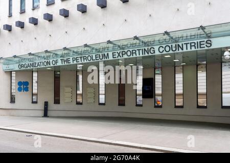 Entrée principale de l'Organisation des pays exportateurs de pétrole Siège de l'OPEP à Vienne, Autriche Banque D'Images