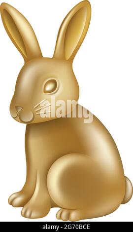 lapin doré isolé. élément chinois mi-automne. lapin or de pâques. Illustration de Vecteur