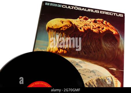 Heavy Metal, Hard Rock et artistes de rock progressif, Blue Oyster Cult Music album sur vinyle disque LP. Intitulé: Couverture de l'album Cultosaurus Erectus Banque D'Images