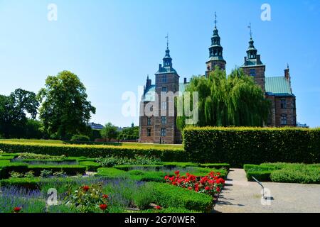 Copenhague, Danemark - juillet 2021 : extérieur du magnifique château de Rosenborg (Rosenborg Slot) Banque D'Images