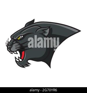 Modèle de conception de logo rétro Mascot de Panther Head Illustration de Vecteur