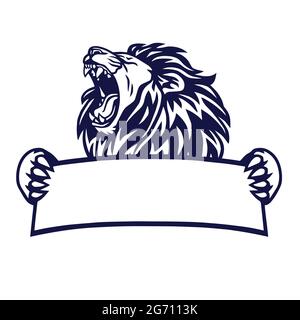 Logo Roi Lion bannière Emblem Vector Illustration de Vecteur