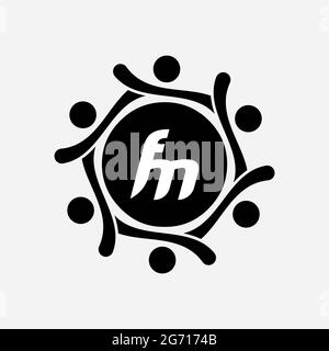 Monogramme unique lettre FM logo Vector Banque D'Images