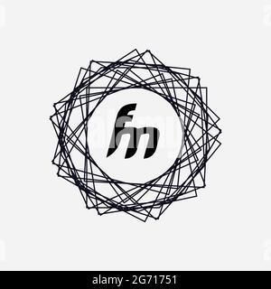 Monogramme unique lettre FM logo Vector Banque D'Images