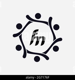 Monogramme unique lettre FM logo Vector Banque D'Images
