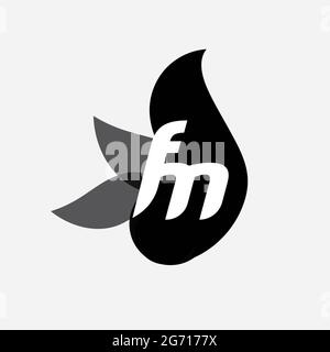Monogramme unique lettre FM logo Vector Banque D'Images