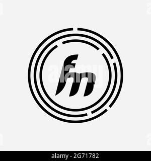 Monogramme unique lettre FM logo Vector Banque D'Images