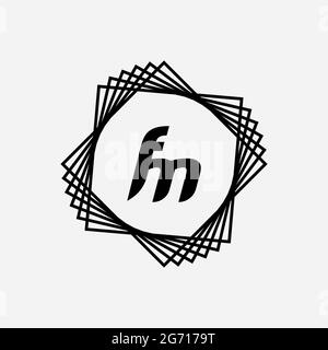 Monogramme unique lettre FM logo Vector Banque D'Images