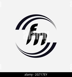 Monogramme unique lettre FM logo Vector Banque D'Images