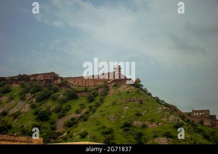 Paysage urbain de jaipu depuis le fort d'Amber. Banque D'Images