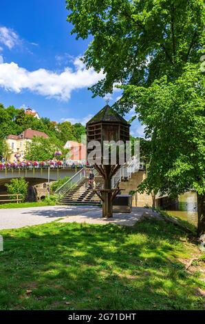 Loft Pigeon à l'extrémité est de l'île Neckar à Tübingen, Bade-Wurtemberg, Allemagne. Banque D'Images