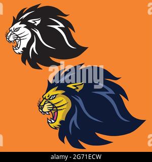 Angry Lion Set Retro logo Vector Design Illustration de Vecteur