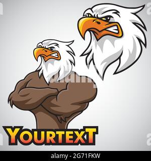 Jeu de dessins animés Eagle Mascot Vector Character Design Illustration de Vecteur