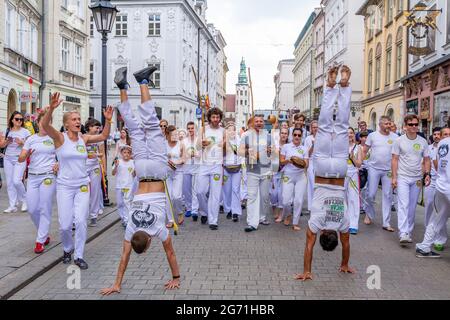 Spectacle de capoeira à Cracovie (Pologne) Banque D'Images