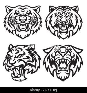 Illustration de la collection Tiger Head logo Set Vector Design Illustration de Vecteur