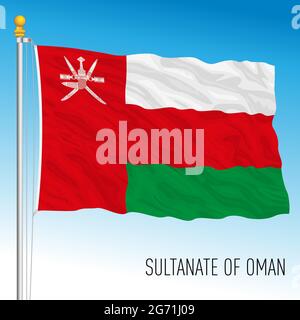 Drapeau national officiel d'Oman, pays asiatique, Moyen-Orient, illustration vectorielle Illustration de Vecteur