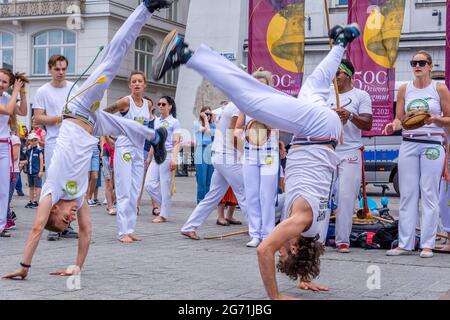 Spectacle de capoeira à Cracovie (Pologne) Banque D'Images