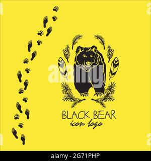 logo de l'icône de l'ours noir inspiré du design exclusif Illustration de Vecteur