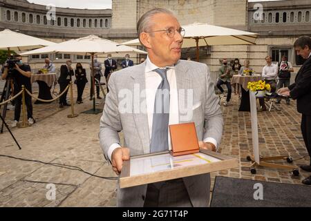 LA DISTRIBUTION DE LA COUVERTURE DU FOYER EST DEMANDÉE AU chef de BELGA, Peter Goossens, photographié lors de la cérémonie de remise des prix pour les décorations « Vlaamse Eretekens » du F Banque D'Images