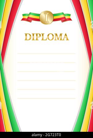 Cadre vertical et bordure avec le drapeau du Mali, éléments de modèle pour votre certificat et diplôme. Vecteur. Illustration de Vecteur