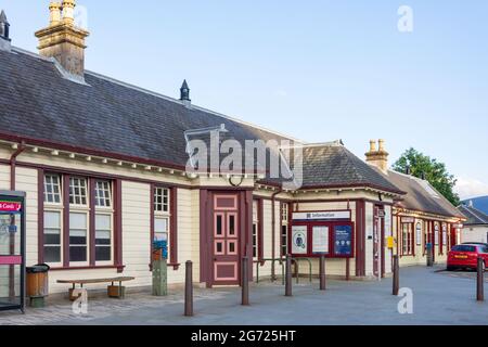 Gare d'Aviemore, Aviemore, parc national de Cairngorms, Highland, Écosse, Royaume-Uni Banque D'Images