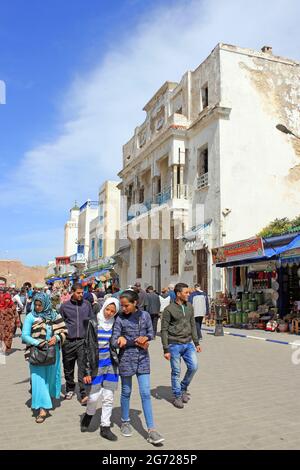 Avenue de l'Istiqlal rue Médina, Essaouira, Maroc Banque D'Images