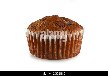 Cupcake chocolat isolé sur fond blanc Banque D'Images